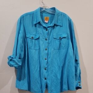 Ruby Rd. Bright Blue Button-Up Shirt